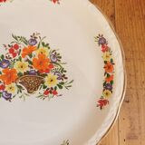 Plat rond Digoin, corbeille de fleurs