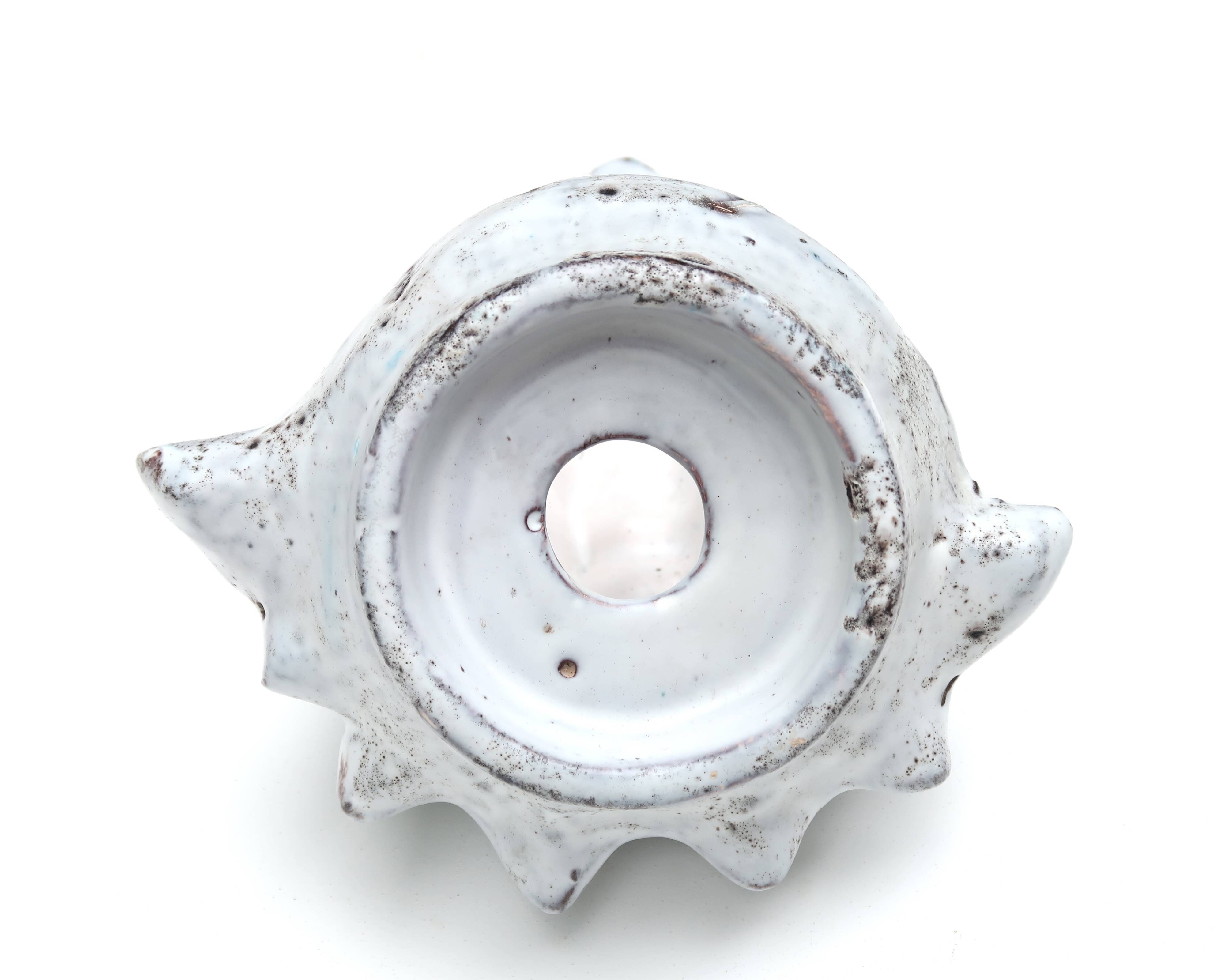 Grey ceramic shell wall lamp, Vallauris, 1960s