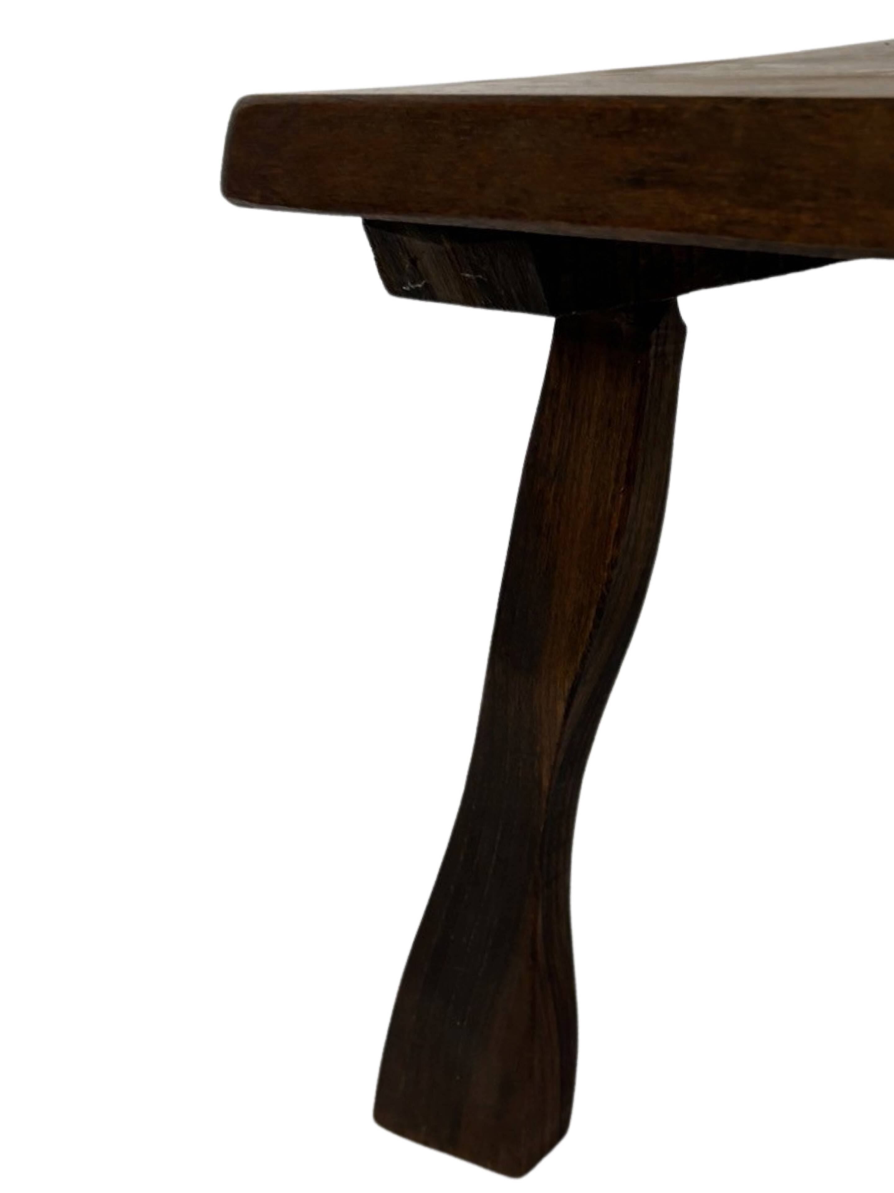 Vintage brutalist side table minimalistic design in dark wood