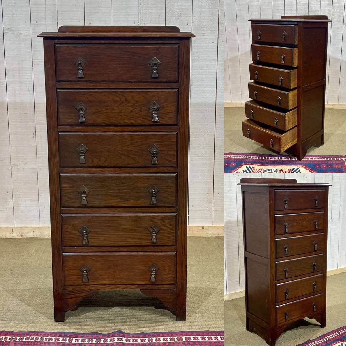 1930s English oak chest of drawers