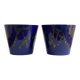 Set of 2 blue West German ceramic planters / flower pots