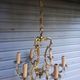 Antique cage chandelier in gilded bronze and crystal, 6 lights / working condition l gau