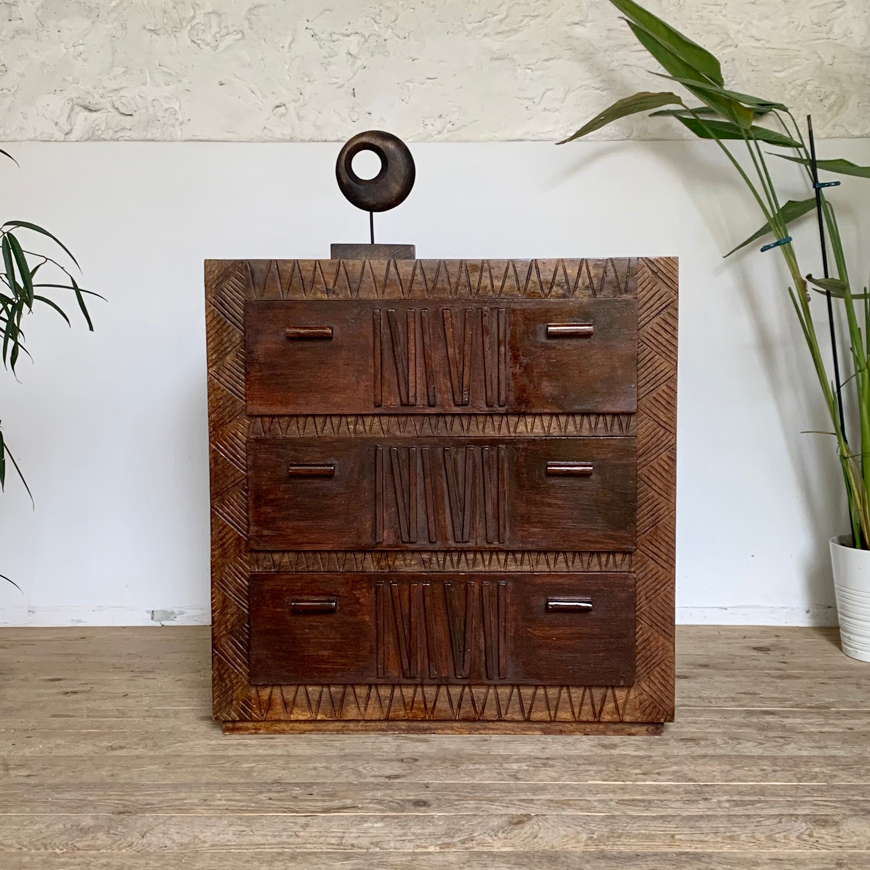 Commode bohème vintage en bois