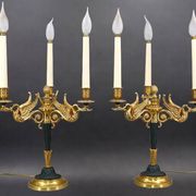 Flamboyant Pair of Candelabra/Chandeliers Solid Bronze Empire Style