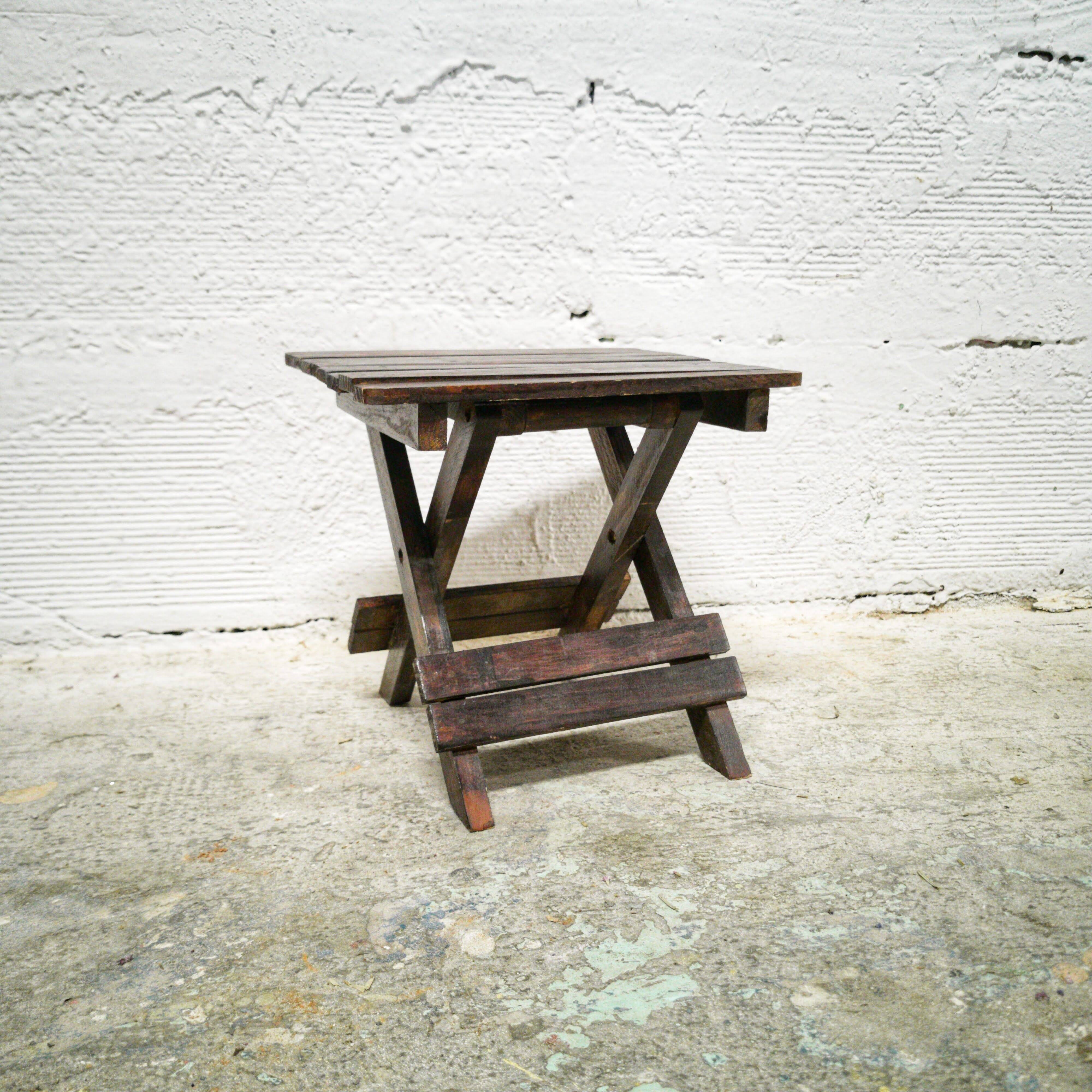 Folding wooden stool