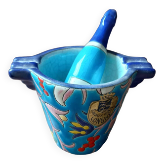 Longwy enamel pestle and mortar