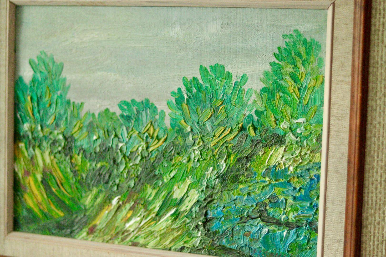 Original mid-century oil on canvas – "Vibrant Landscape"