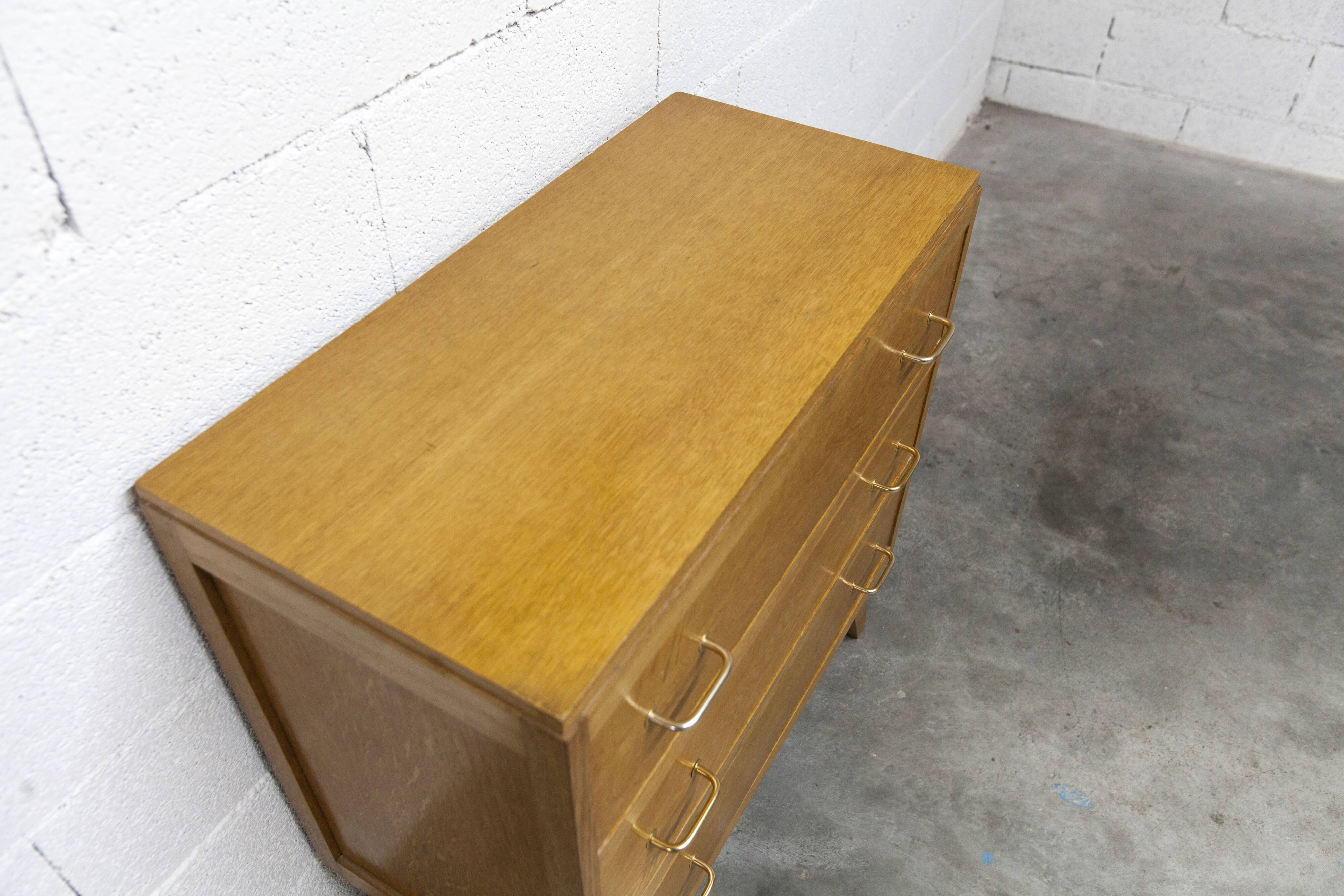 3-drawer chest with splayed legs, 1960s, honey color