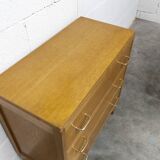 3-drawer chest with splayed legs, 1960s, honey color