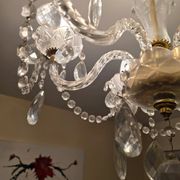 Antique cut glass chandelier with pendants – 6 arms