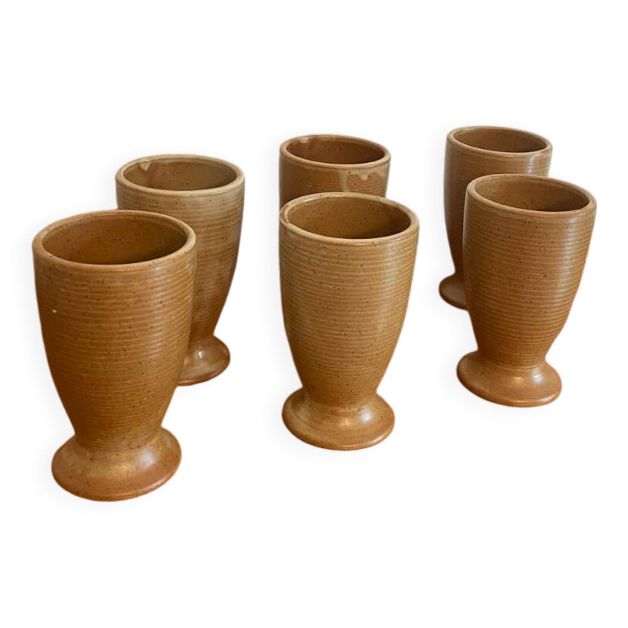 Set of 6 glasses / mugs in stoneware, vintage 1970.