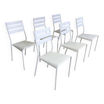 Set of 6 Facto patio chairs for Fermob white
