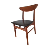 Danish chair in teak and black skai