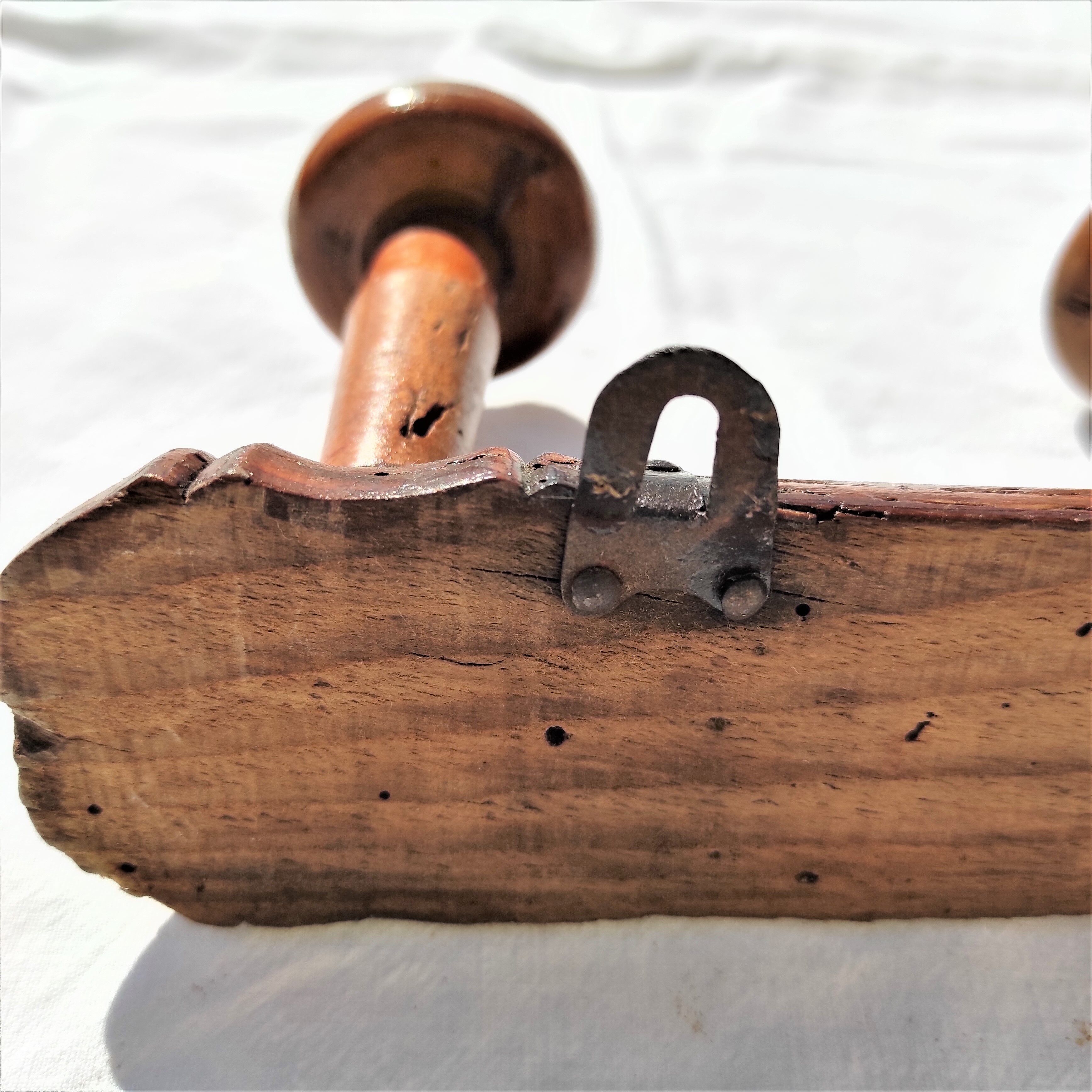 Coat rack 4 old wooden hooks bamboo style around 1900/1930