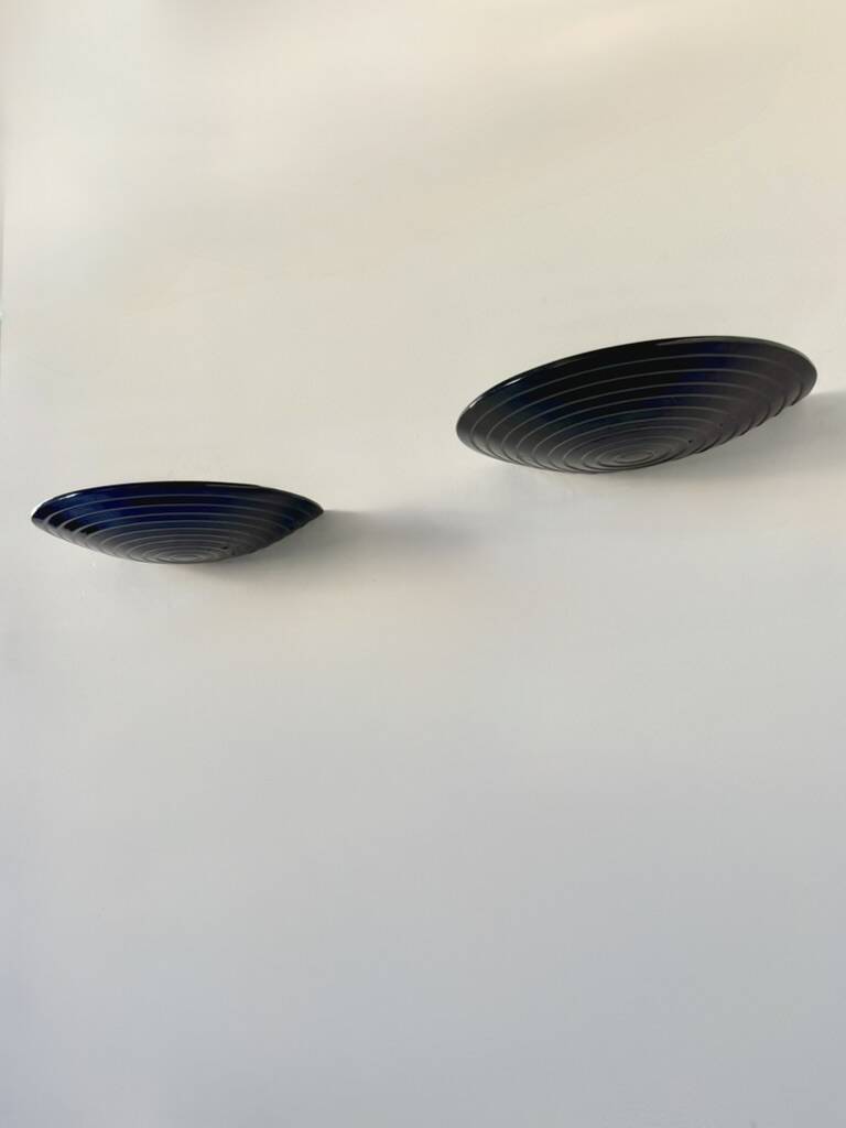 Pair of vintage black porcelain wall lights, Italy, 1970.