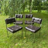 70s chairs in faux leather with chrome legs