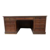 Napoleon III style flat desk with pedestal in 19th century mahogany