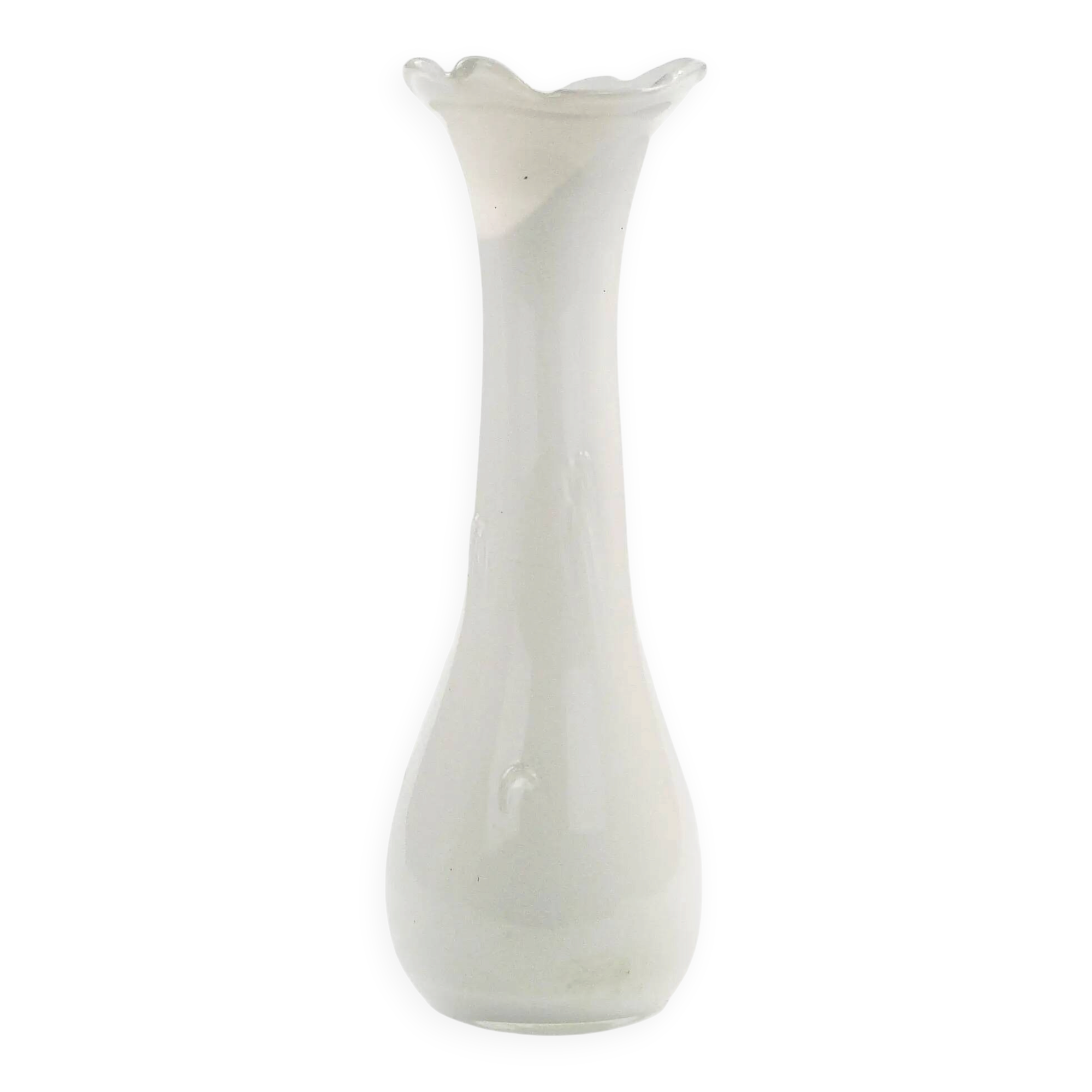 Mid-century modern vase, ivory white glass, Poland, 1970s