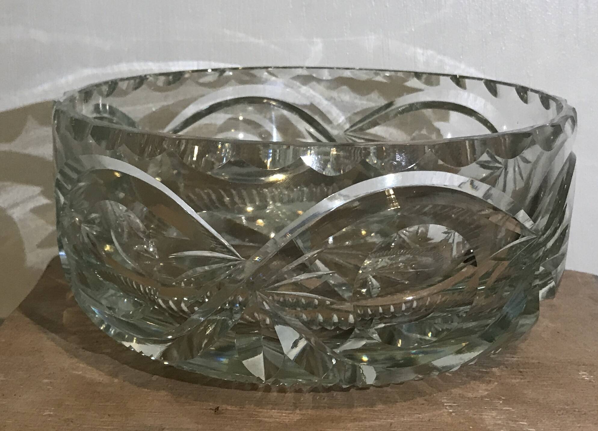 FRUIT CUTTER, SALAD BOWL in Solid CRYSTAL decorated with Hand-Cut PATTERNS