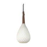Scandinavian teak and opaline hanging lamp