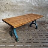 Industrial dining table oak on cast iron legs