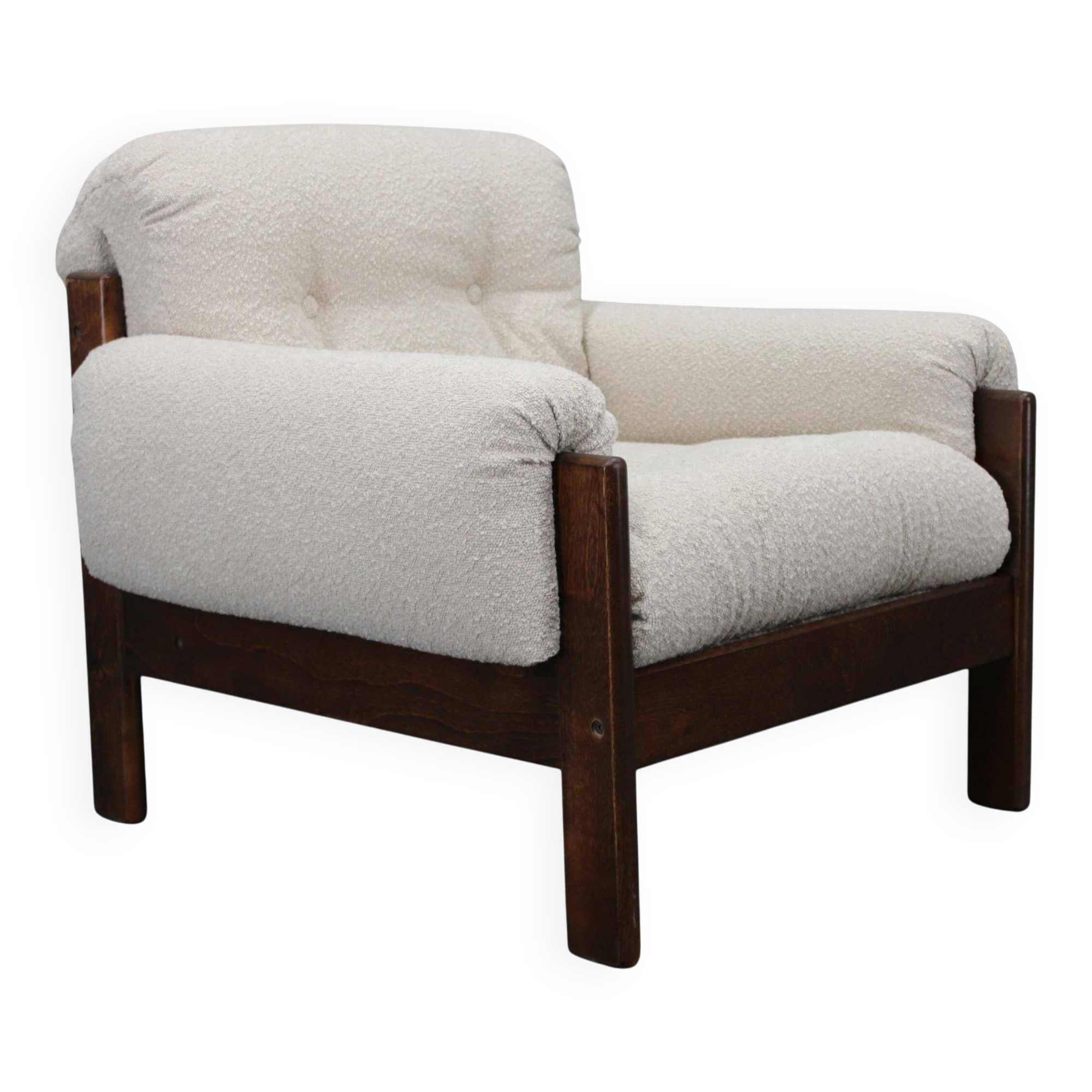 Mid-century restored bouclé armchair, Czechoslovakia 1970s