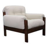Mid-century restored bouclé armchair, Czechoslovakia 1970s