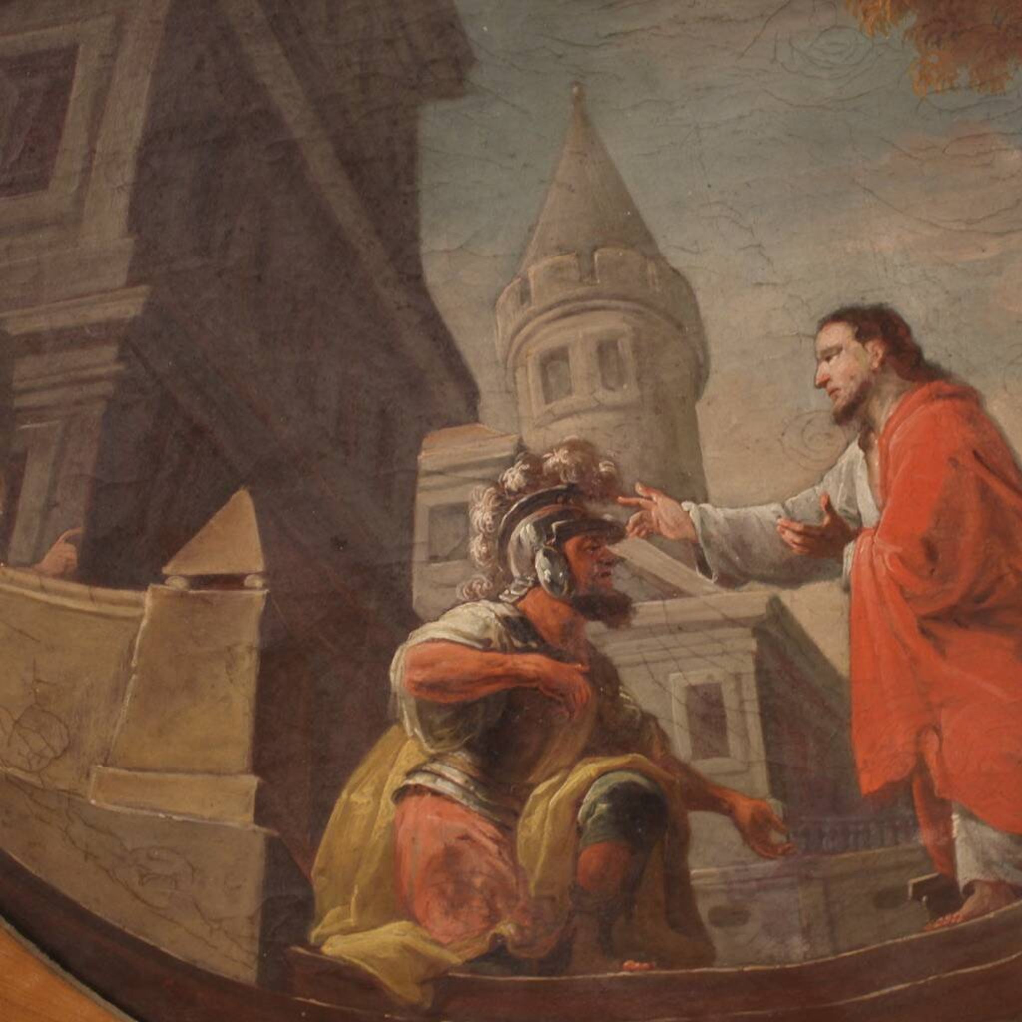 Round painting from the first half of the 19th century, the healing of the centurion's servant