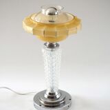 Art Deco glass and chrome lamp