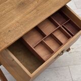 1970s, Scandinavian side table with drawer, solid oak wood, teak wood.