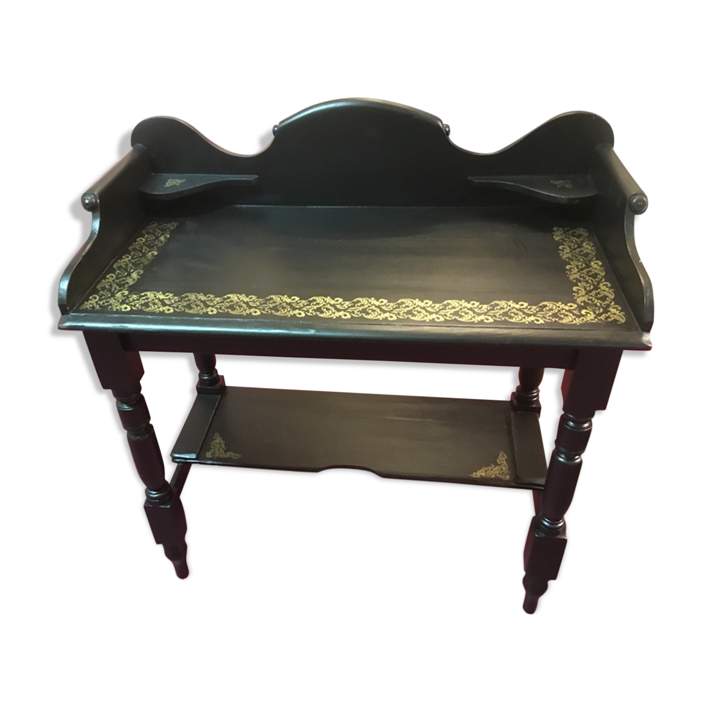 Hairdresser or toilet table in English pine, painted black