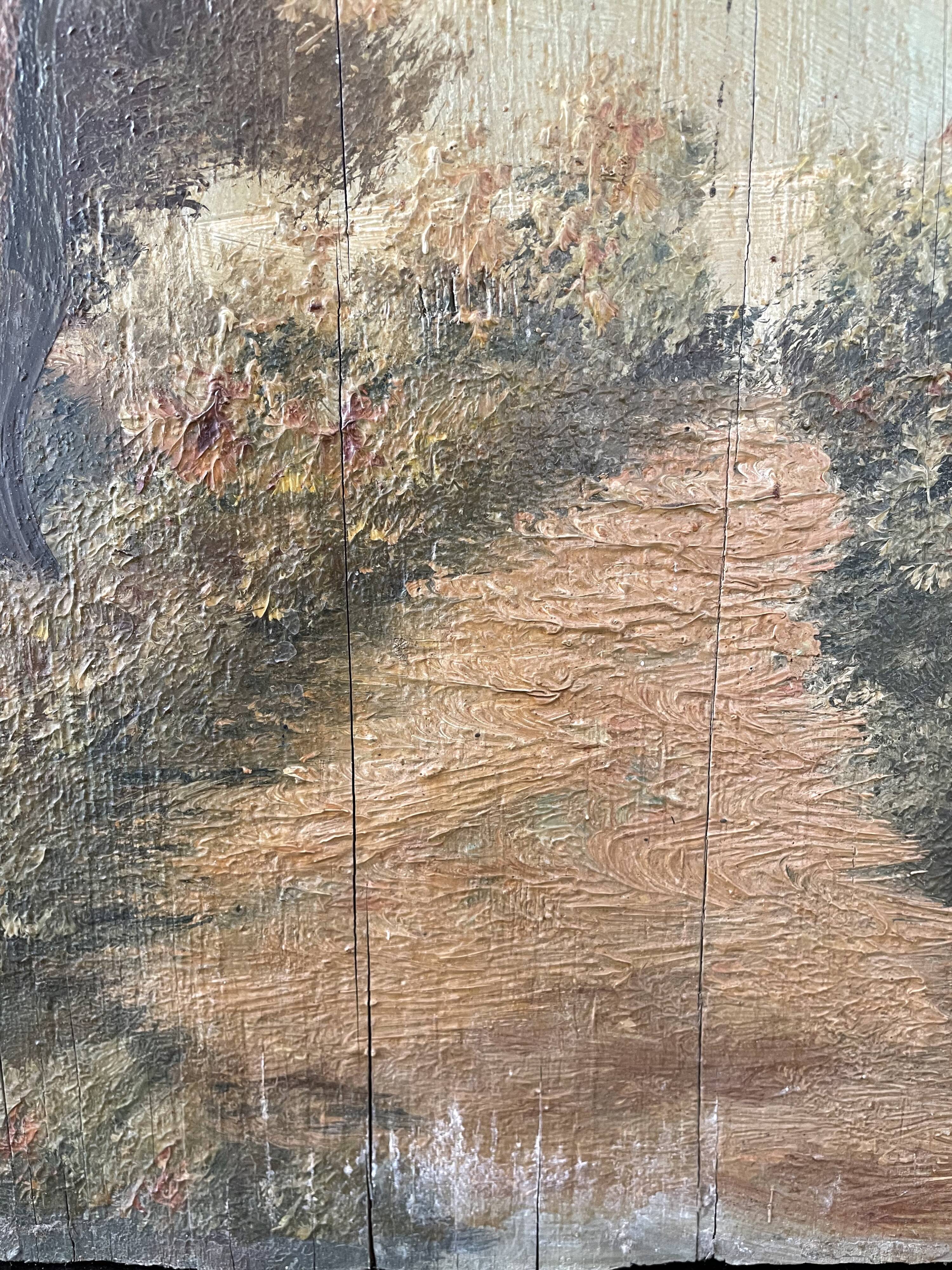 Ancient oil on wood painting