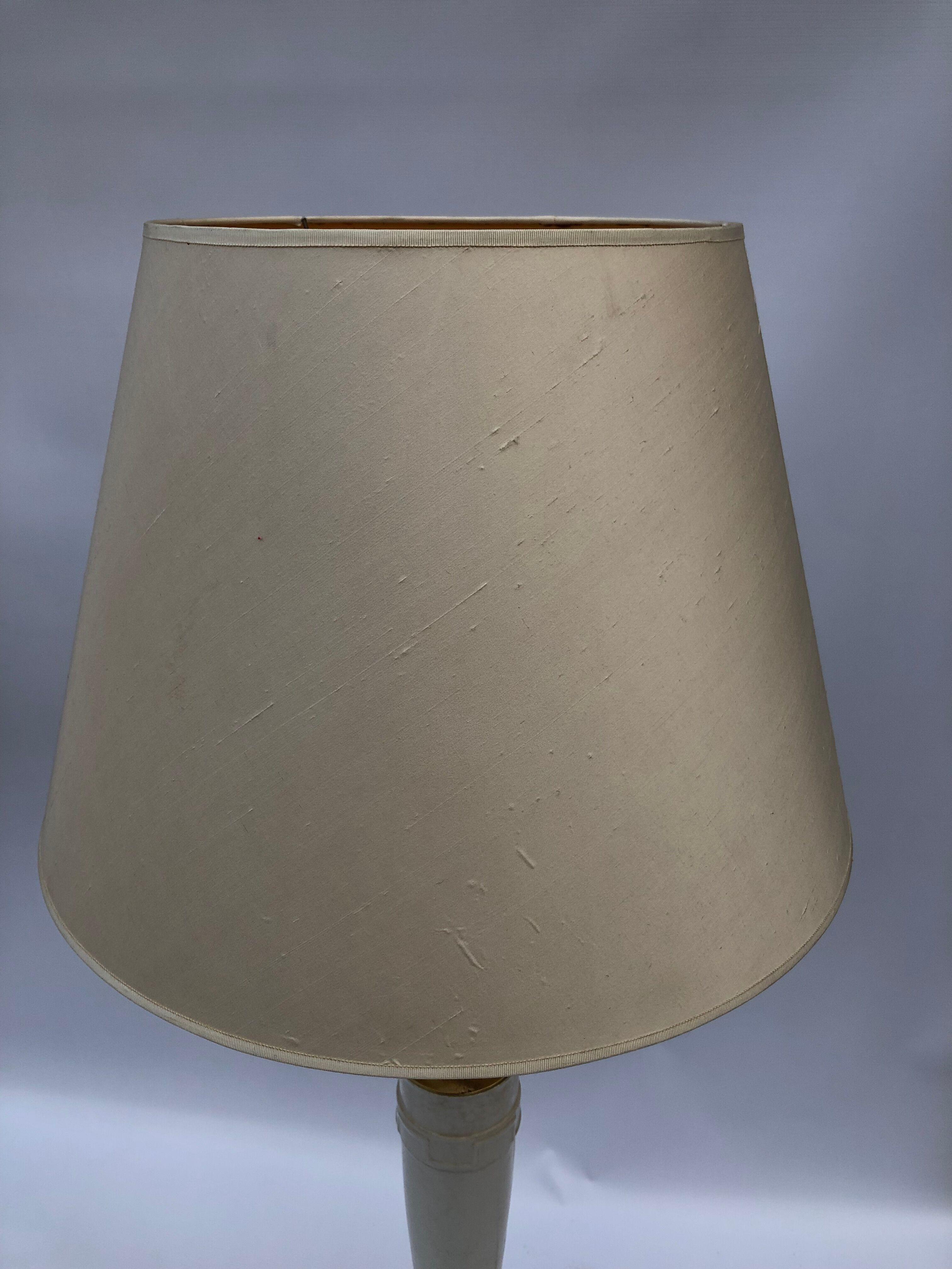 1960s laurel greek key ceramic brass table lamps hollywood regency neoclassical