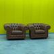 Brown Leather Chesterfield armchair (Price is for One)