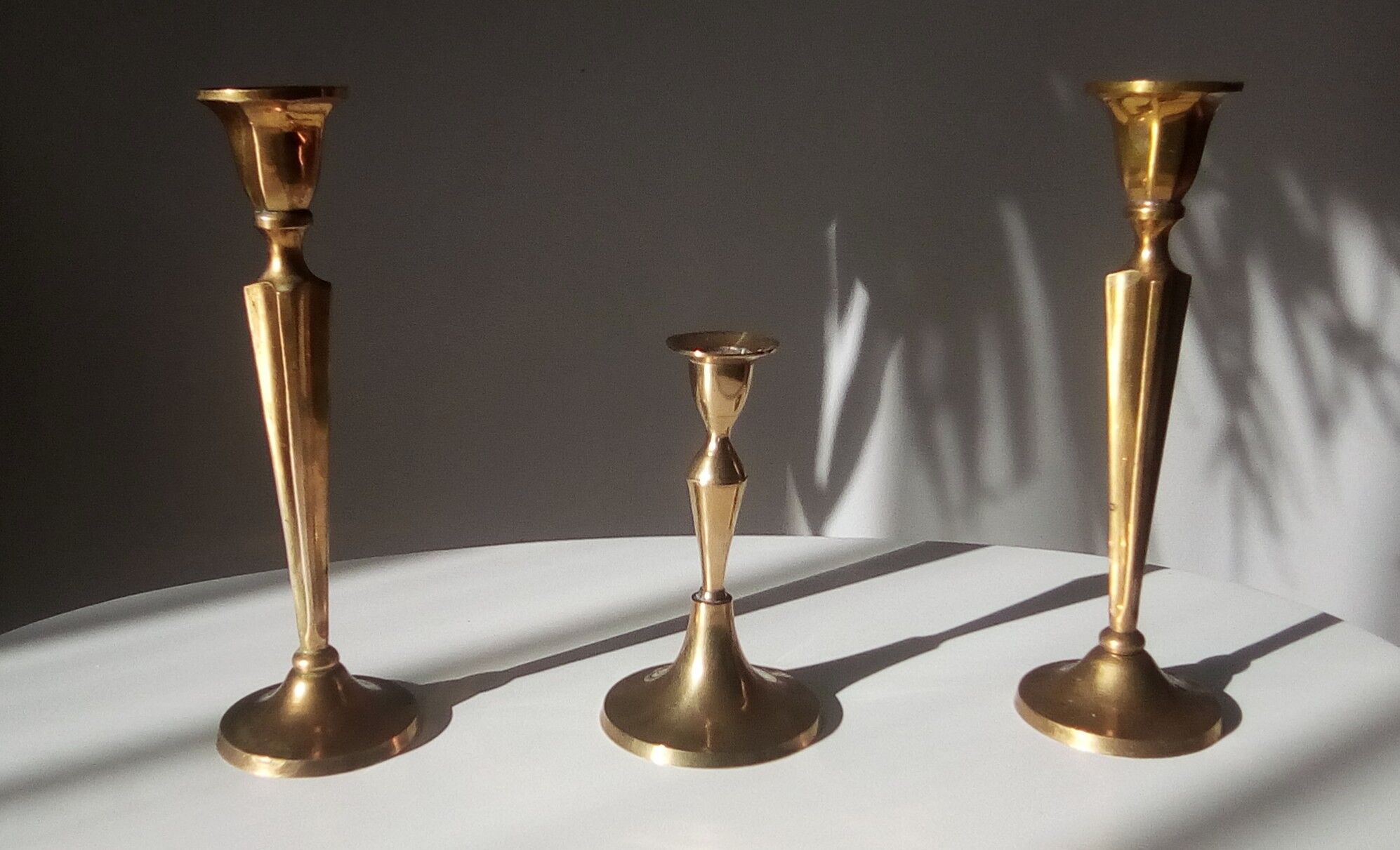Pair of Scandinavian candlesticks solid brass vintage 60/70s