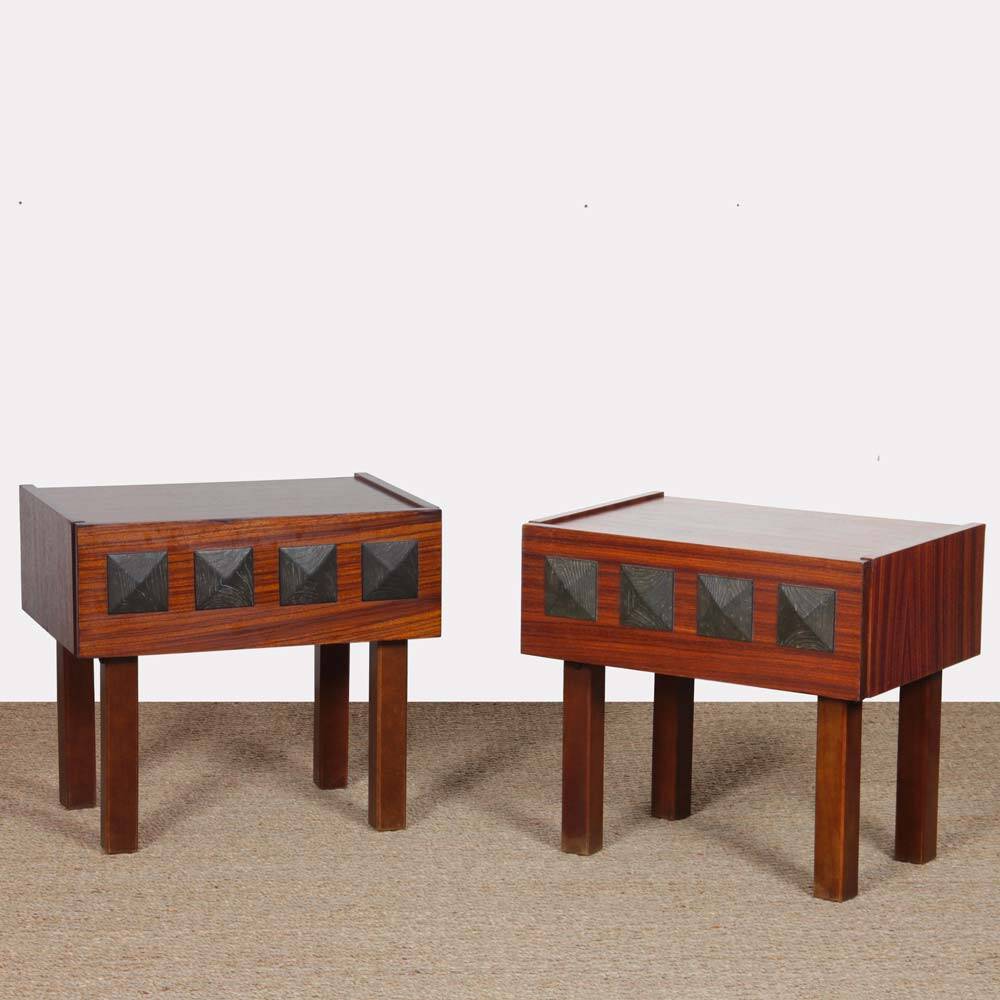 Pair of vintage wooden bedside tables from the 1960s