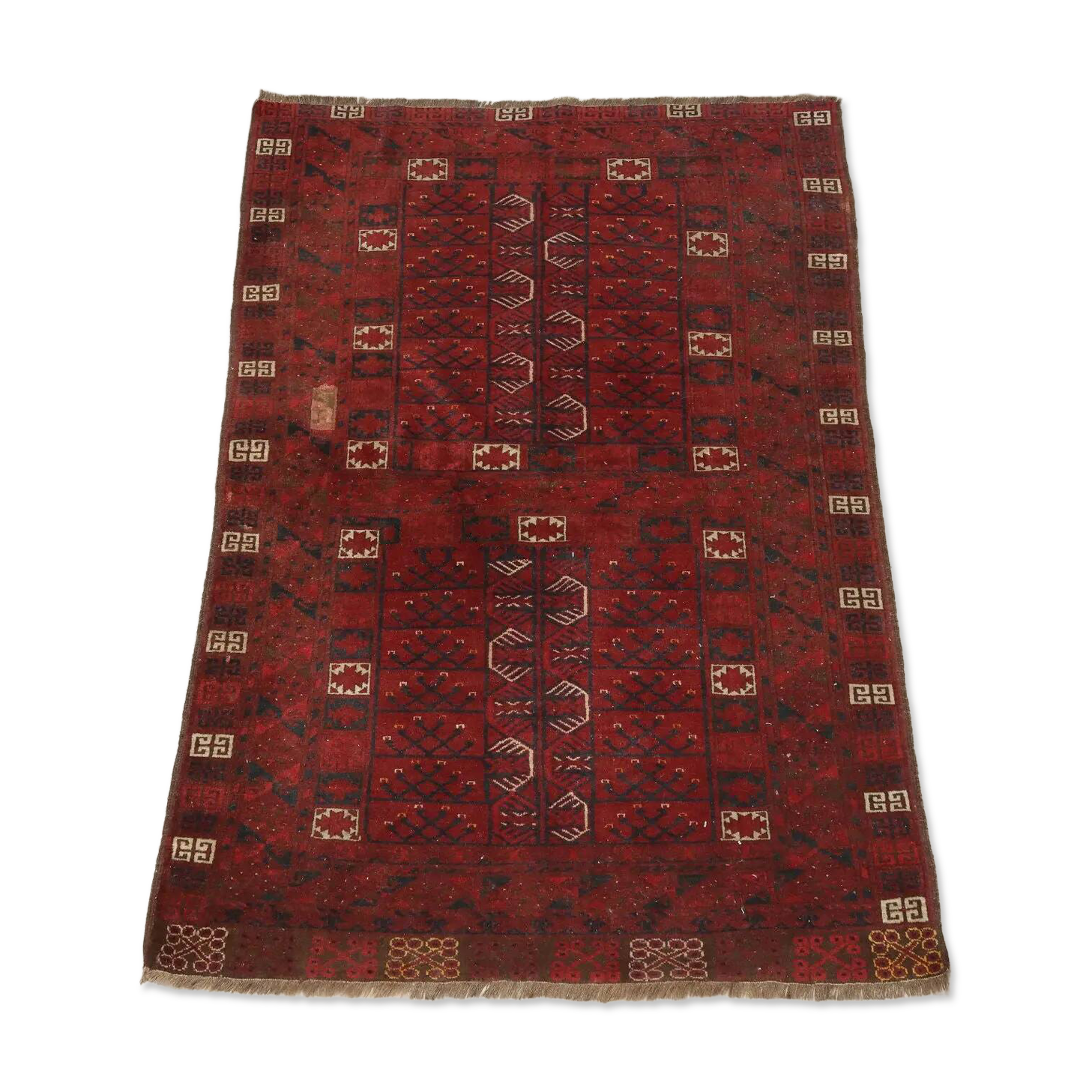 Ancient Asian wool rug, hand-knotted, 82 x 51 in.