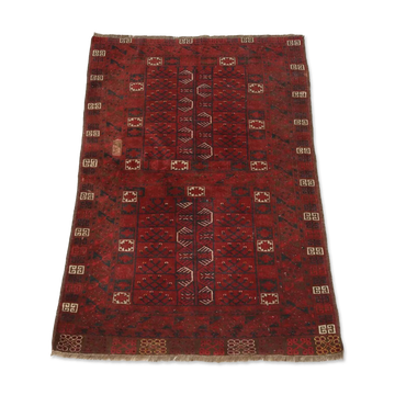 Ancient Asian wool rug, hand-knotted, 82 x 51 in.