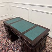 Classic English Desk Green Leather Inlay