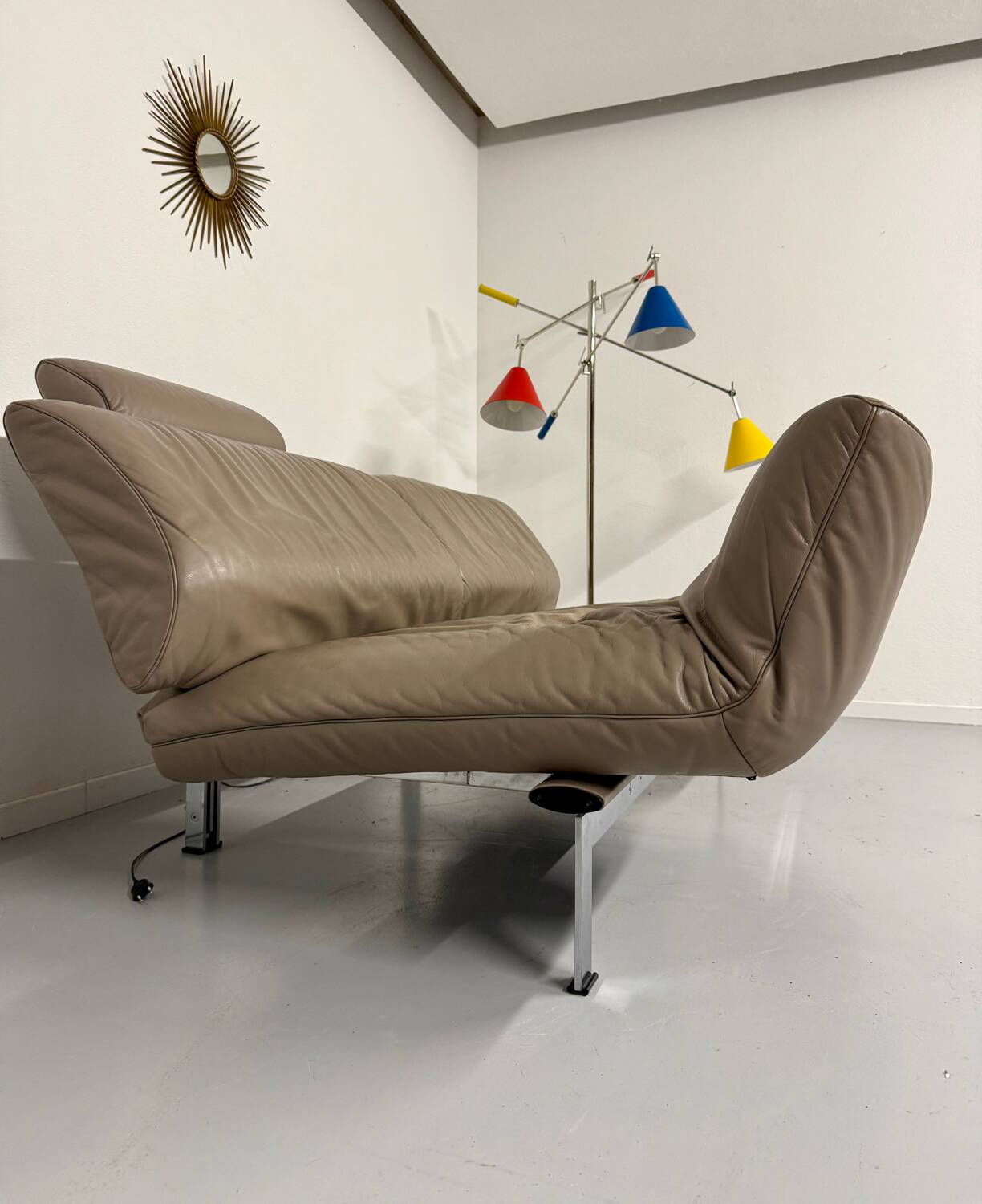 De Sede ds 140 grey 2/3 seater sofa, vintage leather, 80s design