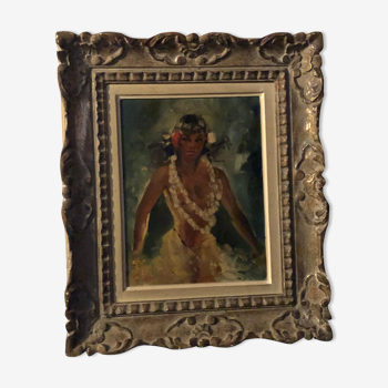 Peinture d'une tahitienne de vincente cristellys 1898-1970