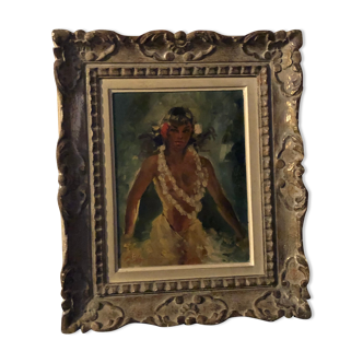 Painting of a tahitian woman by vincente cristellys 1898-1970