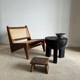 Monoxyl sofa end in black mango tree tripod half-sphere tray h:45 d:44