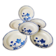 Set of 6 old hollow plates Badonvilleliers blue flower pattern