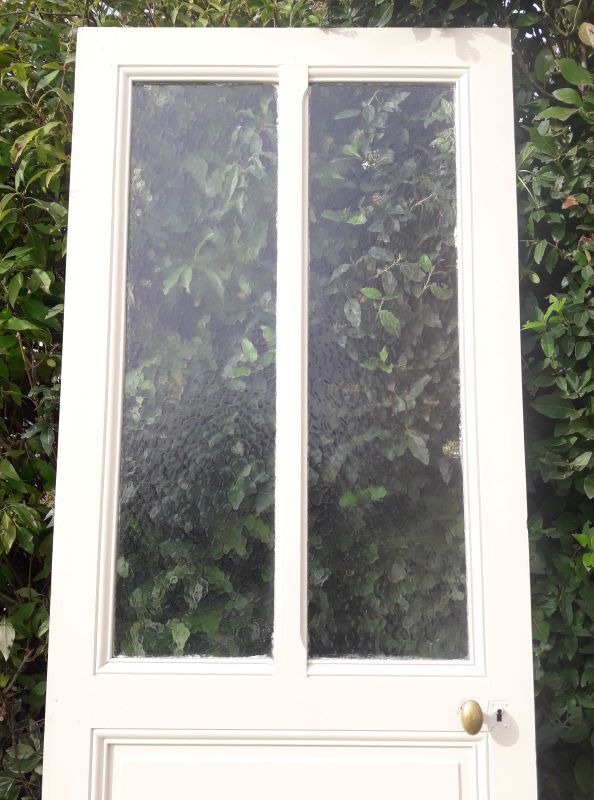 Old translucent glass communication door 82.5x214.2cm