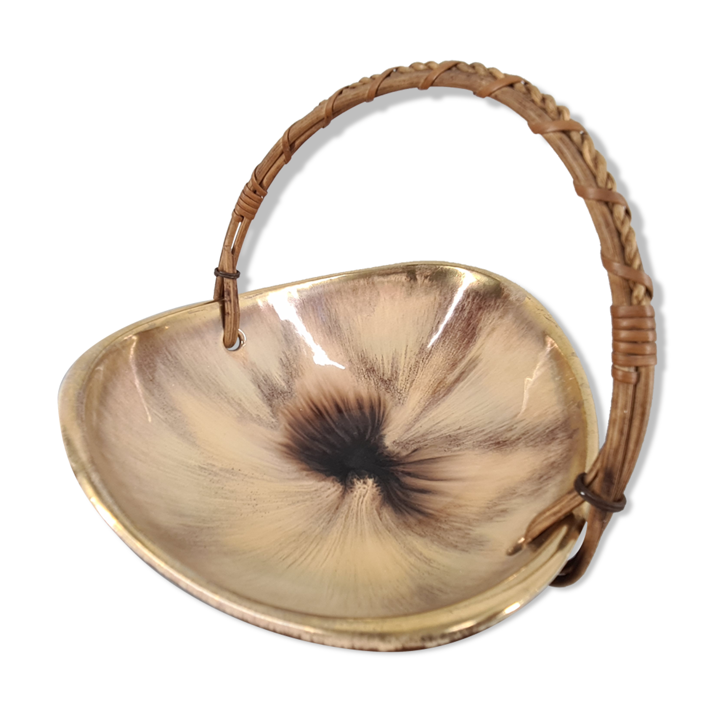 Iridescent ceramic cup or basket / signed / 50s / mid-century / vintage / xxth century