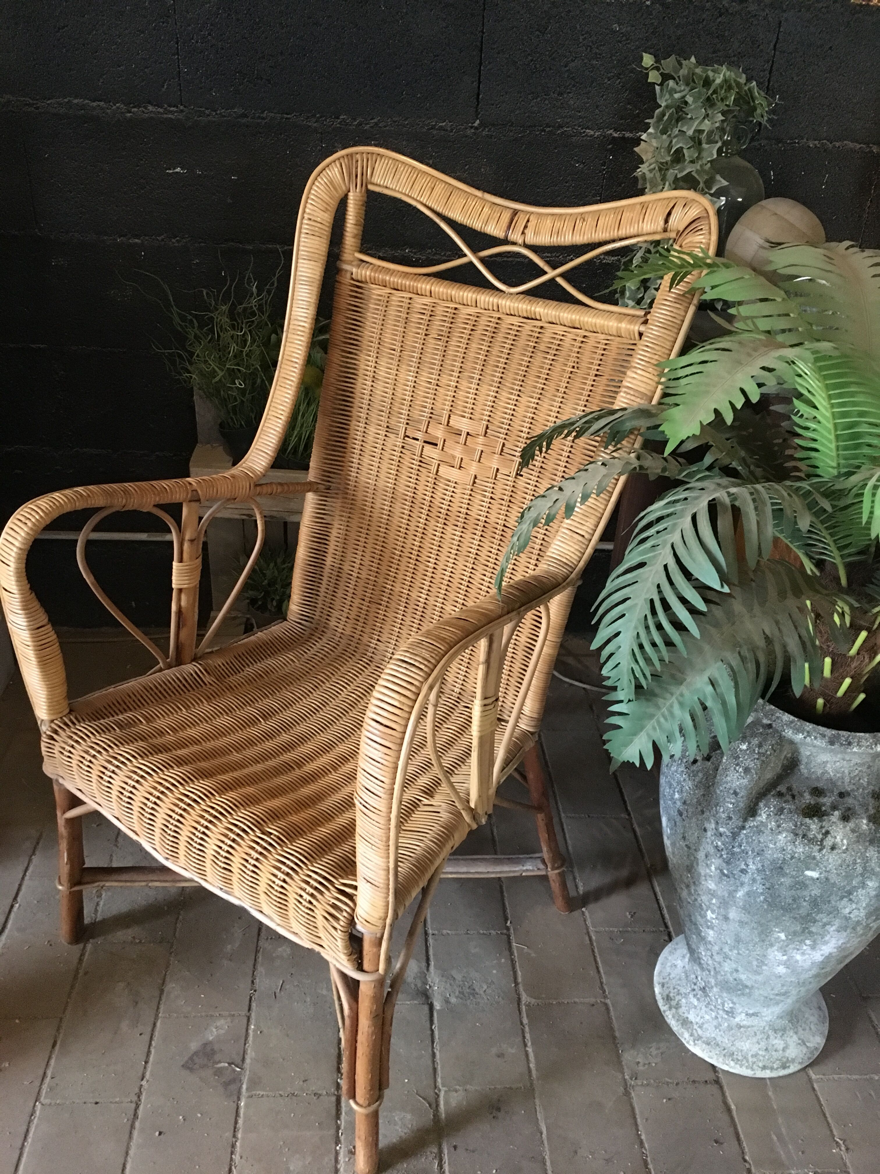 Rattan and bamboo armchair 1960/70