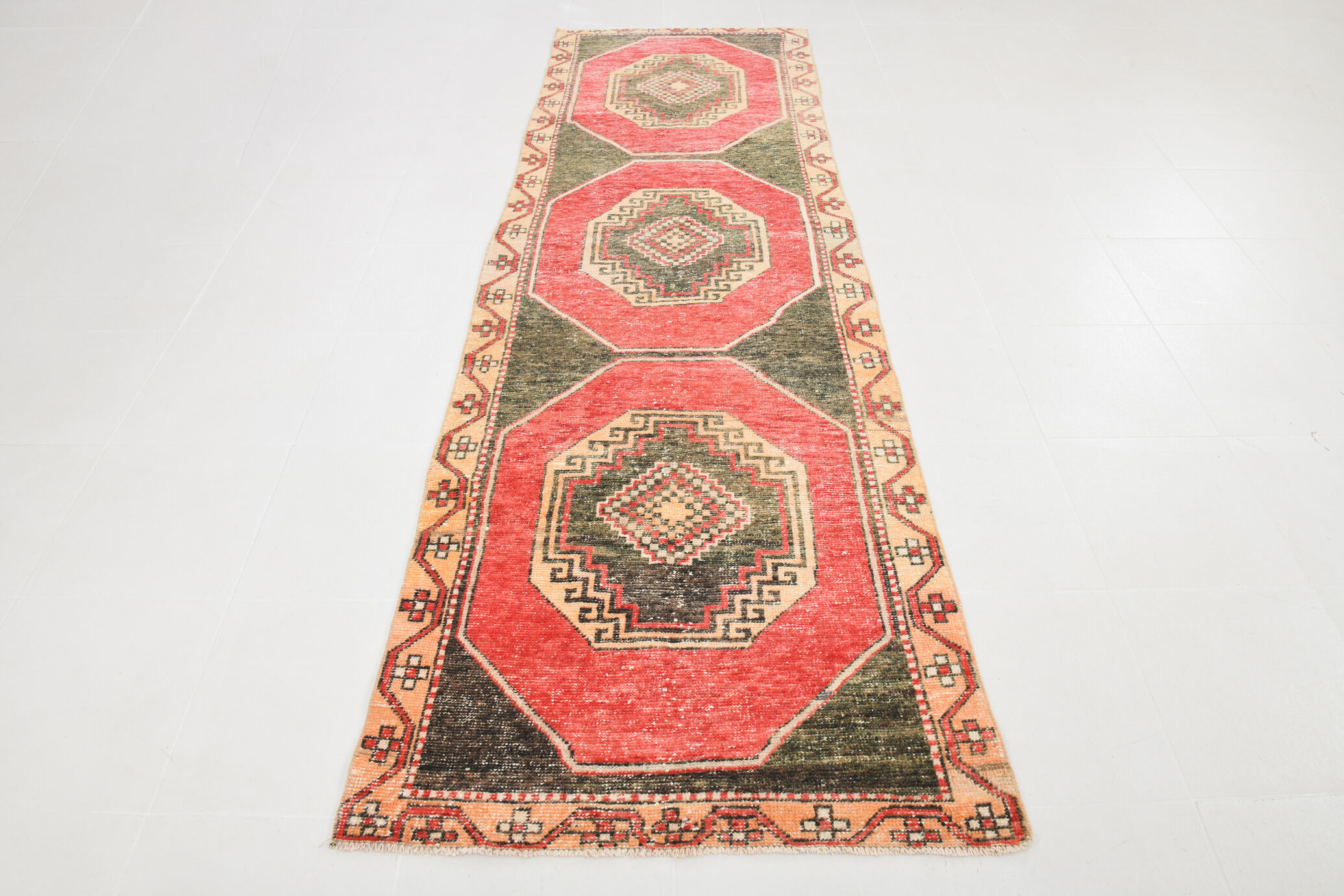 3x10 oriental geometric vintage runner rug,102x323cm