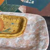 Set of three potter's plates in enamelled earth