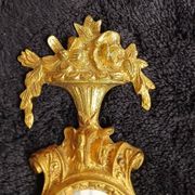 Pair of wall sconces with mirrors. Putti. Bronze. Floral Art Nouveau.